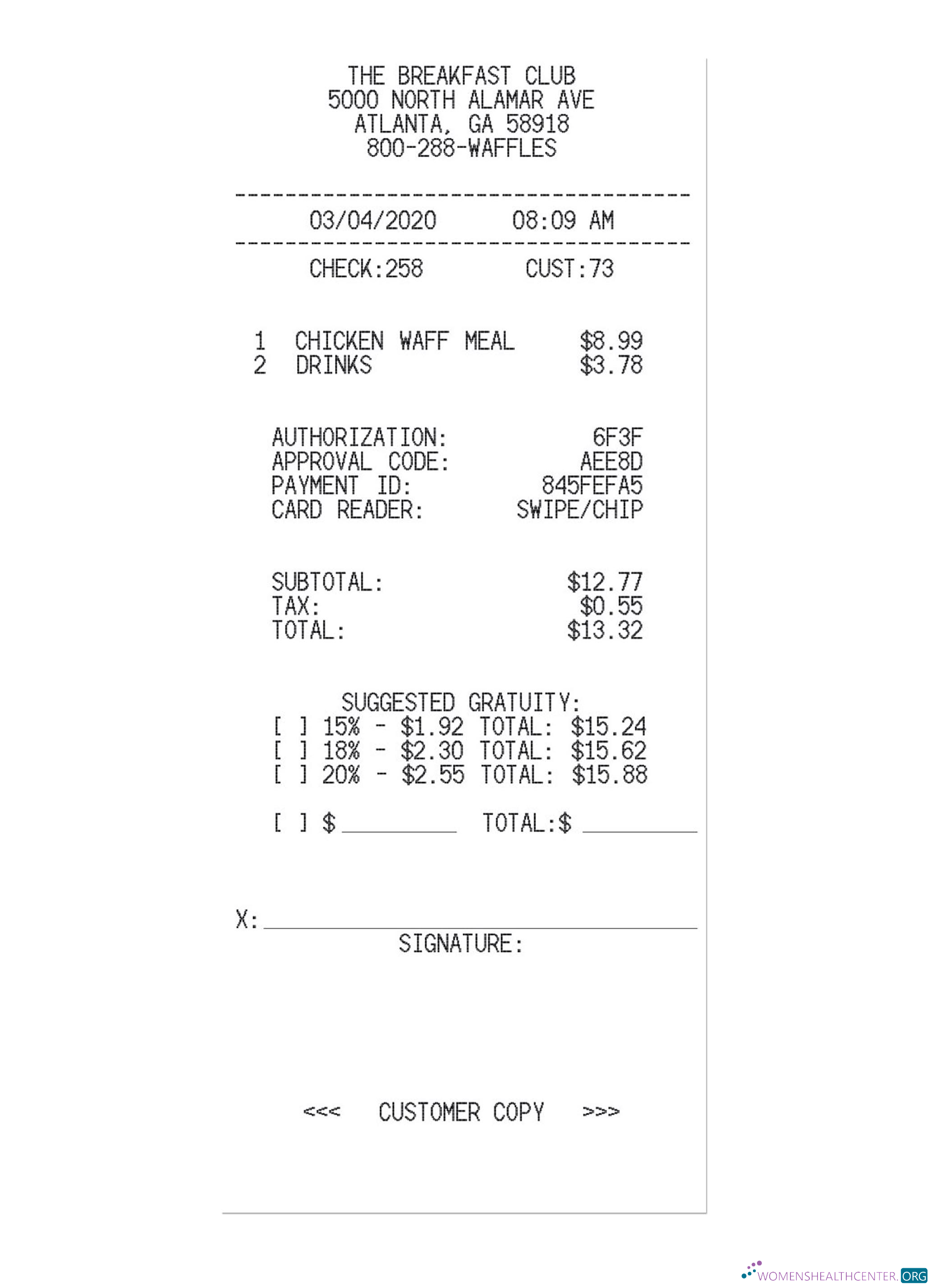 Download THE BREAKFAST CLUB receipt Photoshop template